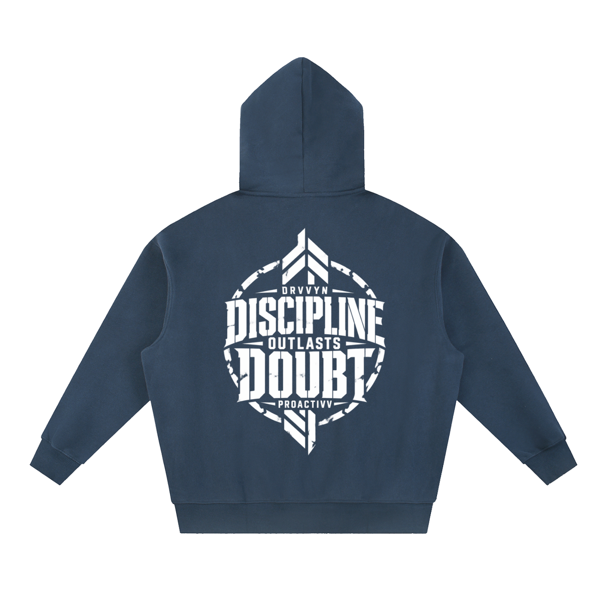 DRVVYN Proactivv — Discipline Outlasts Doubt Men’s Boxy Fleece Hoodie