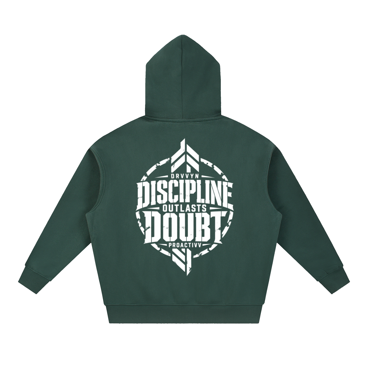 DRVVYN Proactivv — Discipline Outlasts Doubt Men’s Boxy Fleece Hoodie