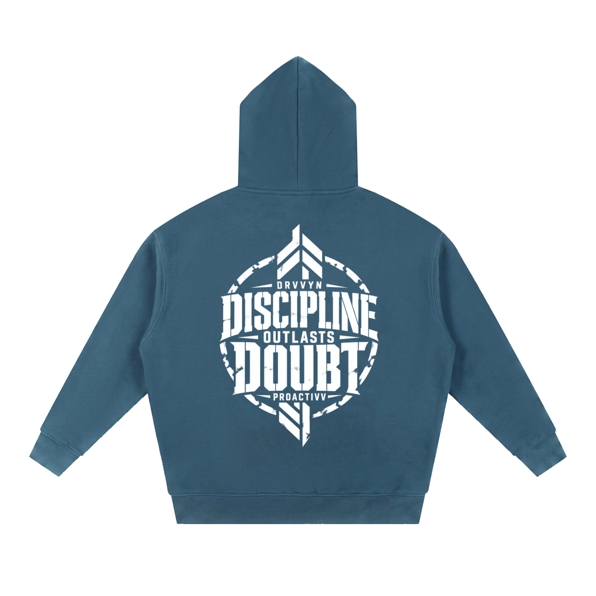 DRVVYN Proactivv — Discipline Outlasts Doubt Men’s Boxy Fleece Hoodie