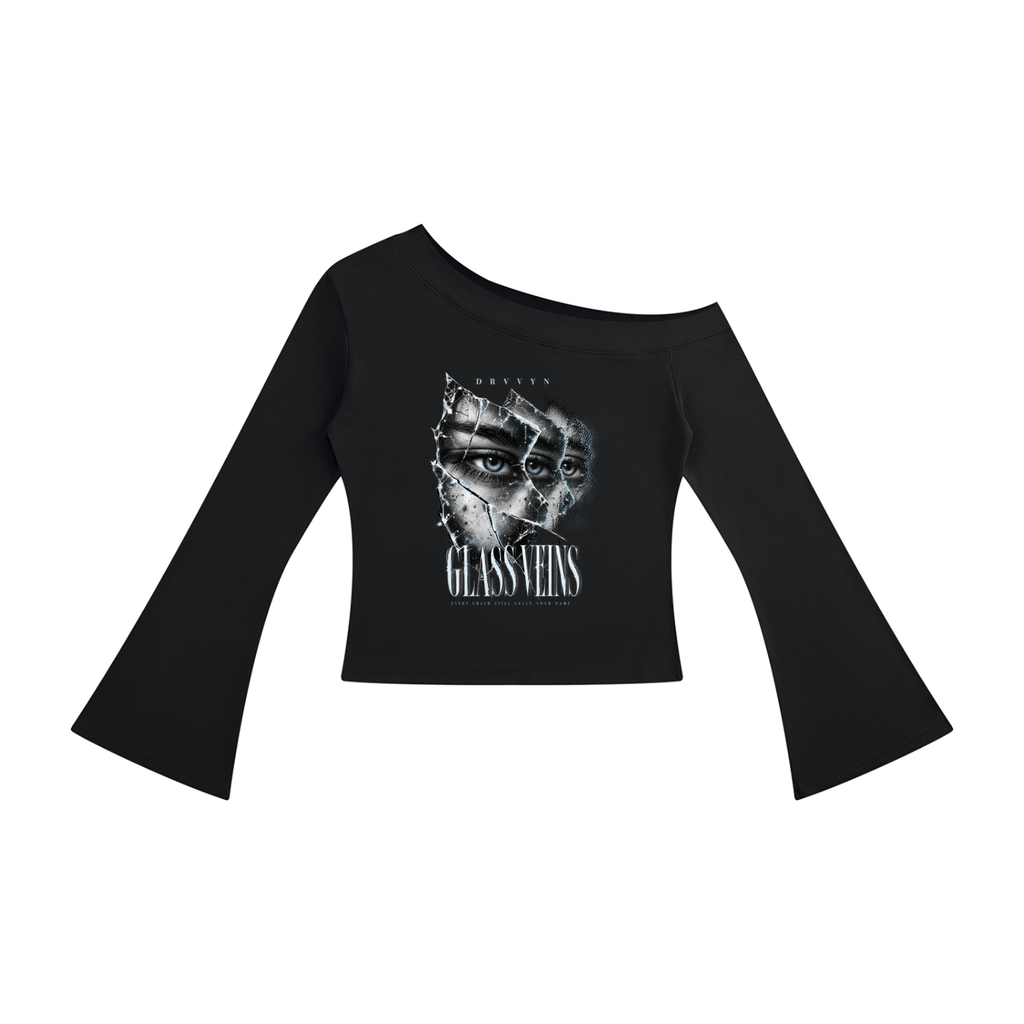 DRVVYN Glass Veins Off-Shoulder Top — Black