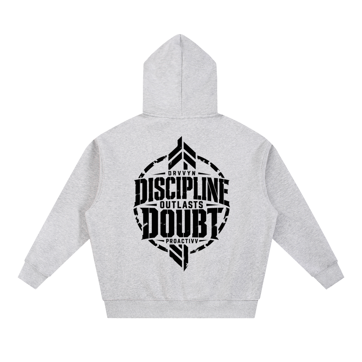 DRVVYN Proactivv — Discipline Outlasts Doubt Men’s Boxy Fleece Hoodie