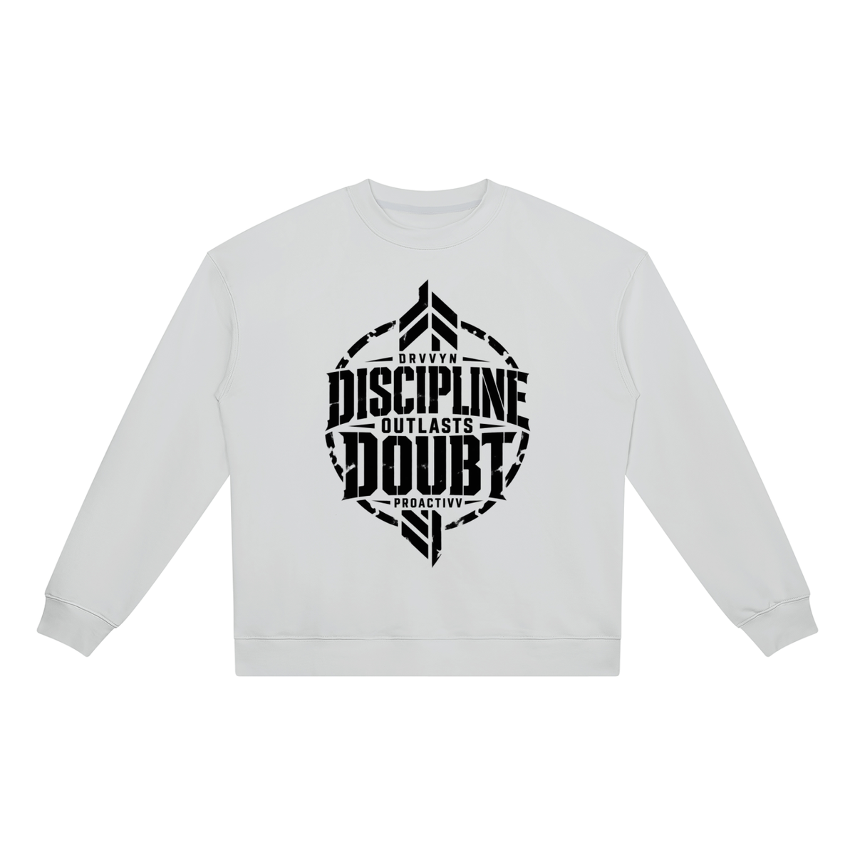 DRVVYN Proactivv — Discipline Outlasts Doubt Unisex Heavyweight Crewneck