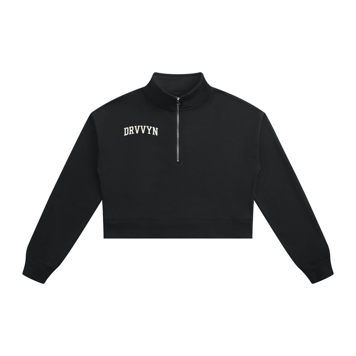 DRVVYN Collegiate Cropped Quarter Zip — Black