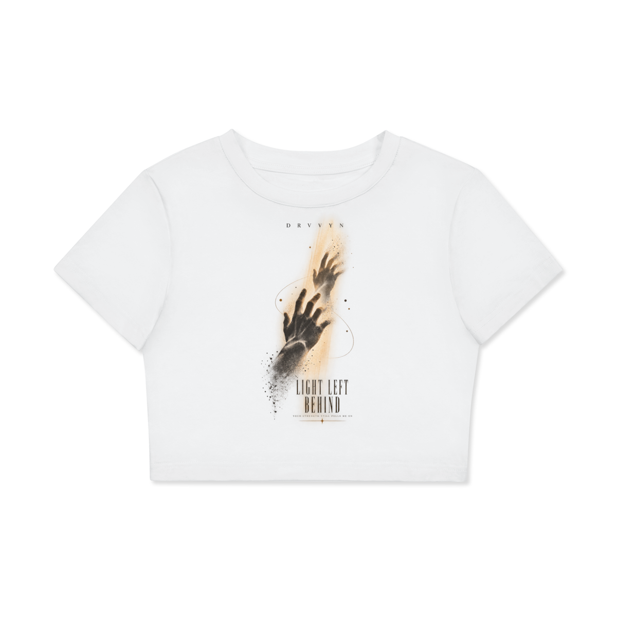 DRVVYN Light Left Behind Crop Tee — Lucent White
