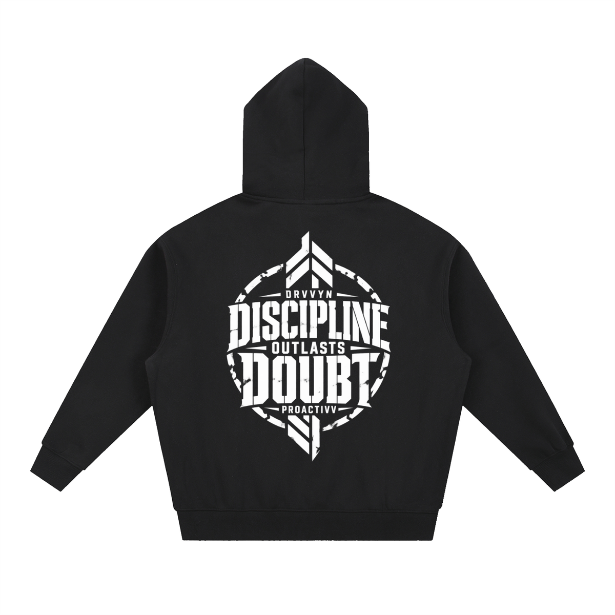 DRVVYN Proactivv — Discipline Outlasts Doubt Men’s Boxy Fleece Hoodie