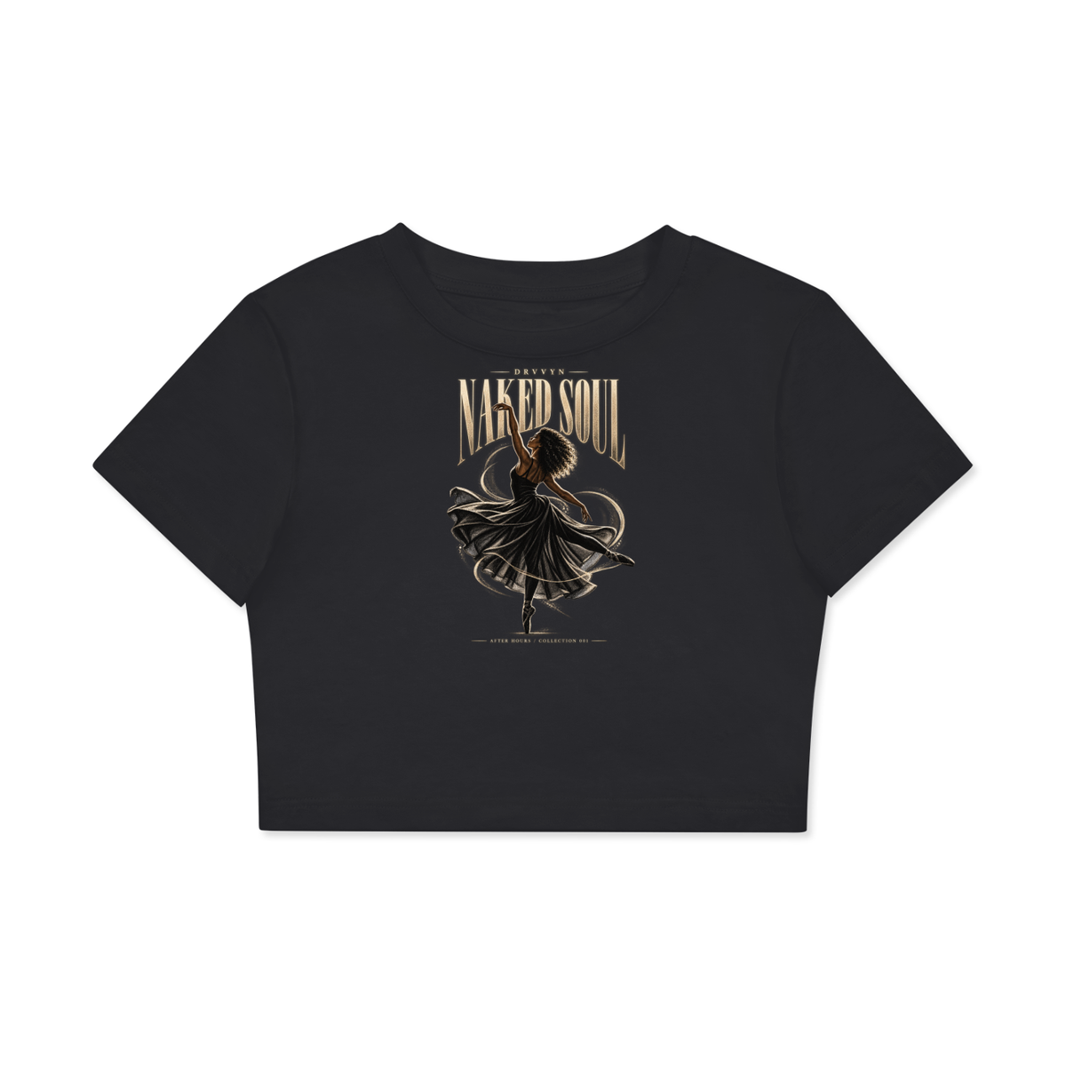 DRVVYN Naked Soul Fitted Crop Tee — Black