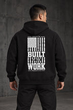 DRVVYN Proactivv Built By The Work — mens hoodie, back view on model