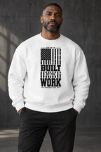 DRVVYN Proactivv Built By The Work — unisex crewneck, front view on model