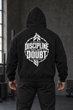 DRVVYN Proactivv Discipline Outlasts Doubt — mens hoodie, back view on model