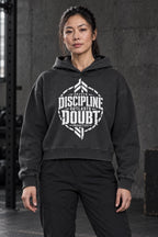 DRVVYN Proactivv Discipline Outlasts Doubt — womens hoodie, front view on model