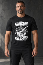 DRVVYN Proactivv Forward Under Pressure — mens performance tee, front view on model