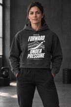 DRVVYN Proactivv Forward Under Pressure — womens hoodie, front view on model