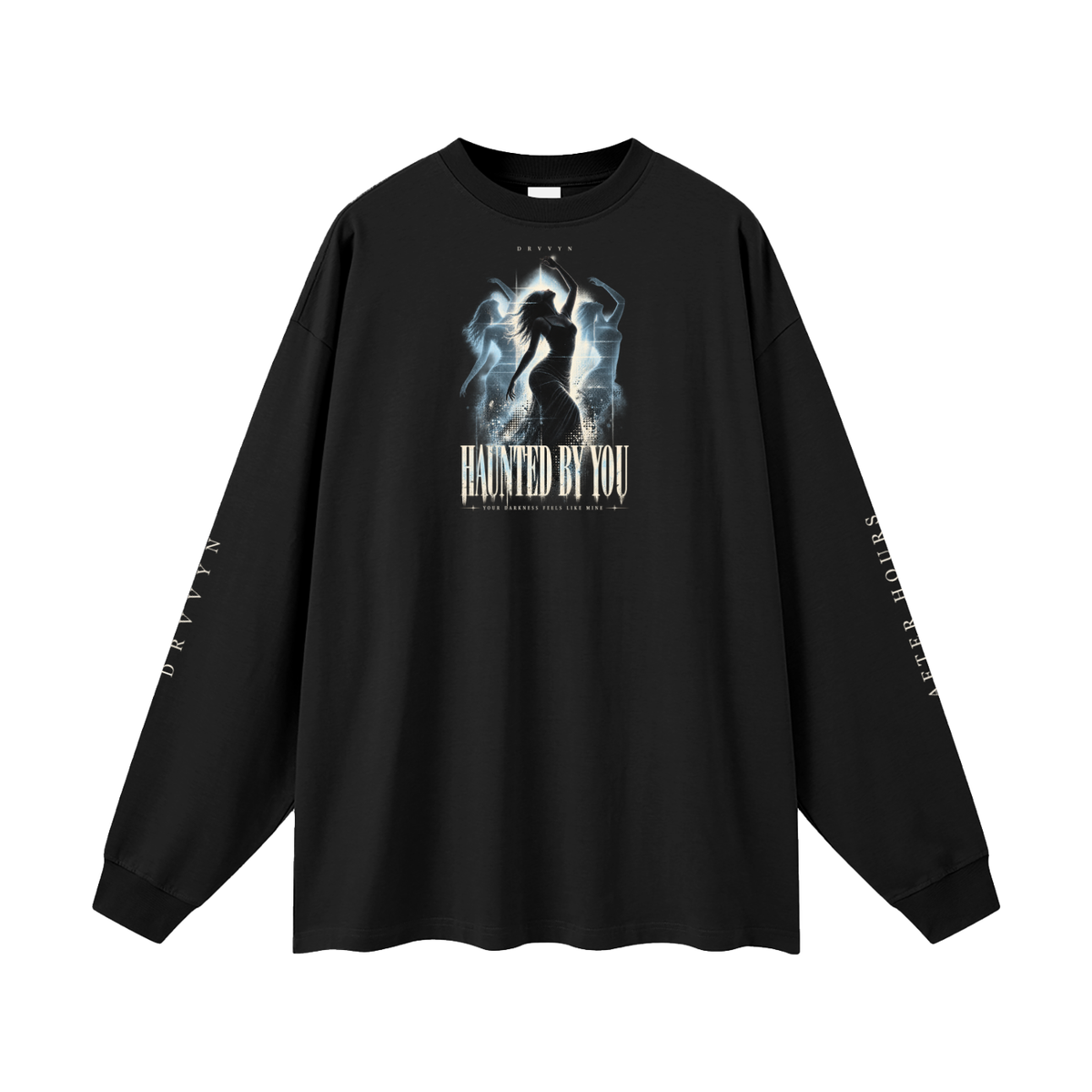 DRVVYN Haunted By You Oversized Long Sleeve Tee — Black