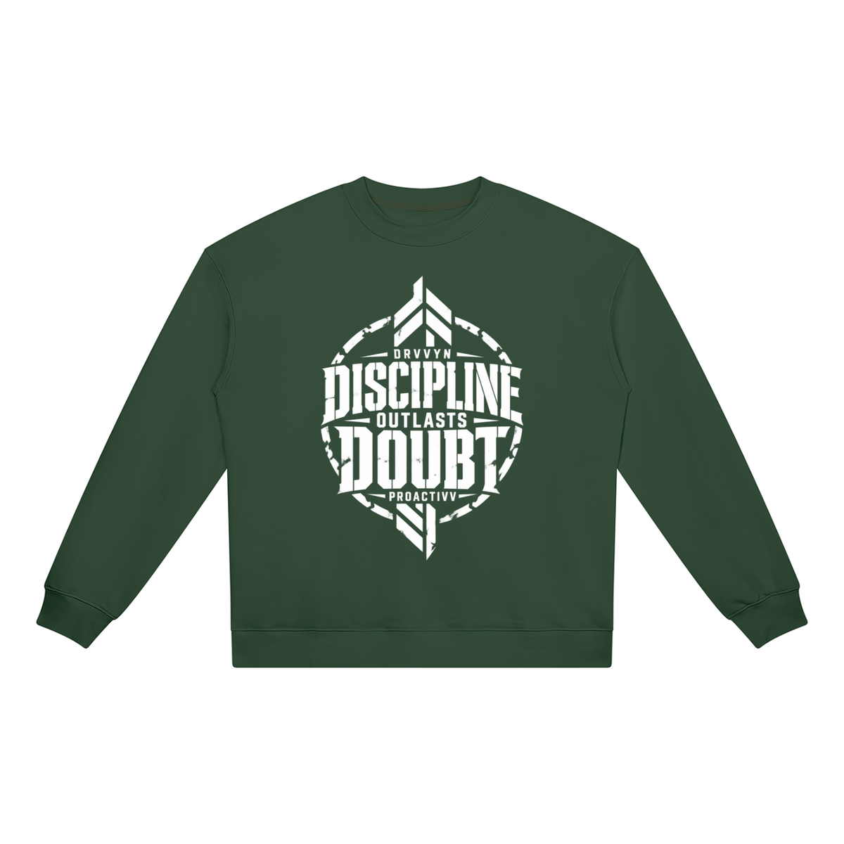 DRVVYN Proactivv — Discipline Outlasts Doubt Unisex Heavyweight Crewneck