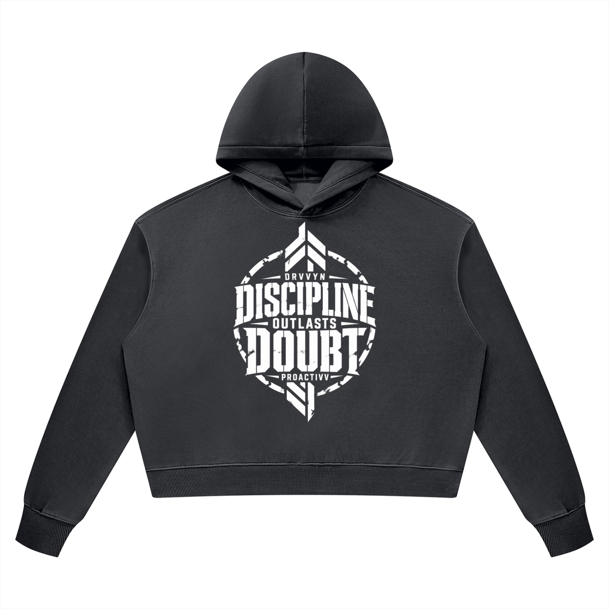DRVVYN Proactivv — Discipline Outlasts Doubt Women’s Cropped Hoodie