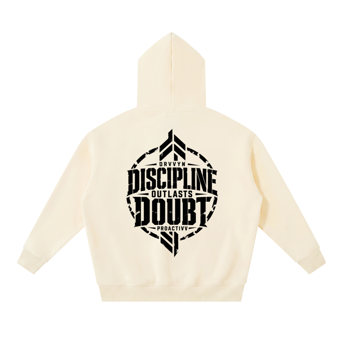 DRVVYN Proactivv — Discipline Outlasts Doubt Men’s Boxy Fleece Hoodie
