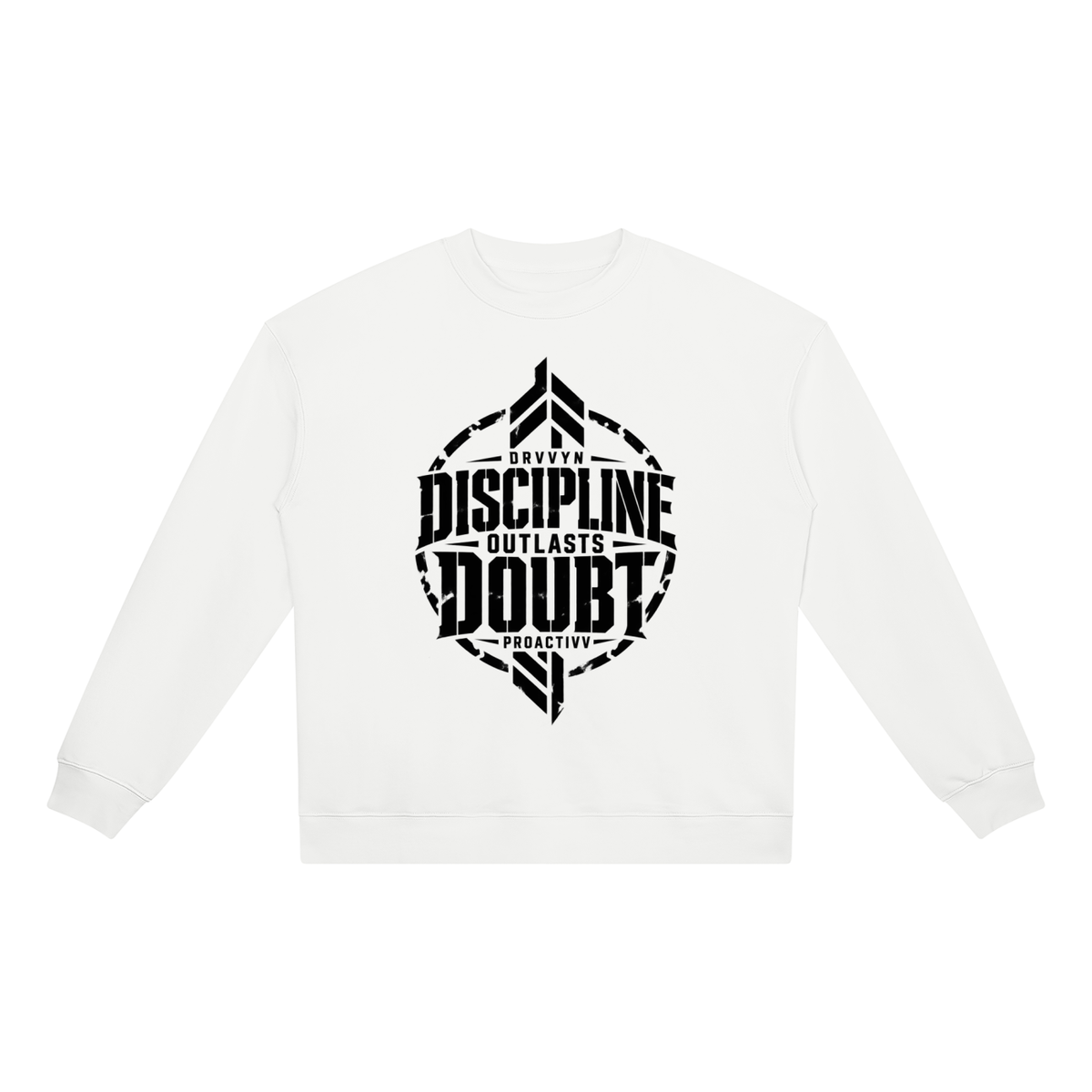 DRVVYN Proactivv — Discipline Outlasts Doubt Unisex Heavyweight Crewneck